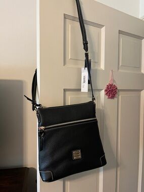 Dooney & Bourke Black Pebble Leather Crossbody with Front Zip NWT